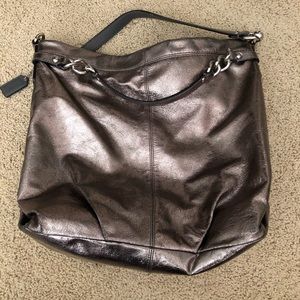 Coach Pewter Leather Shoulder Purse